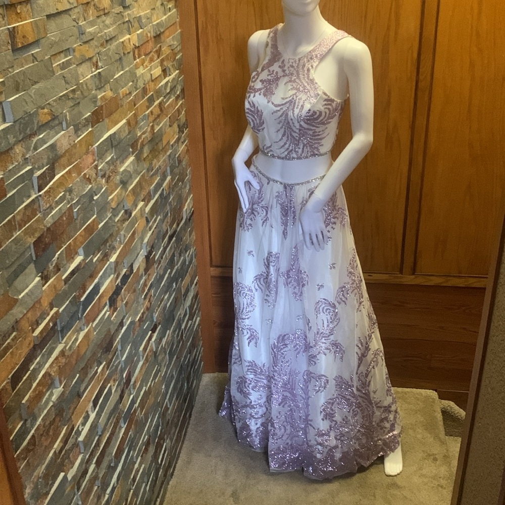 Camille  homecoming size 4 Purple and White Skirt dress set corset back